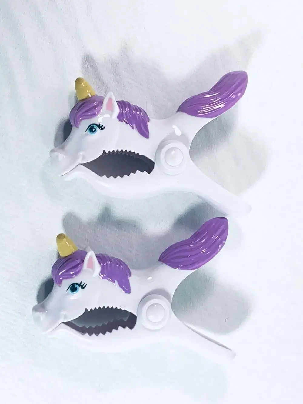Unicorn Clips two purple and white